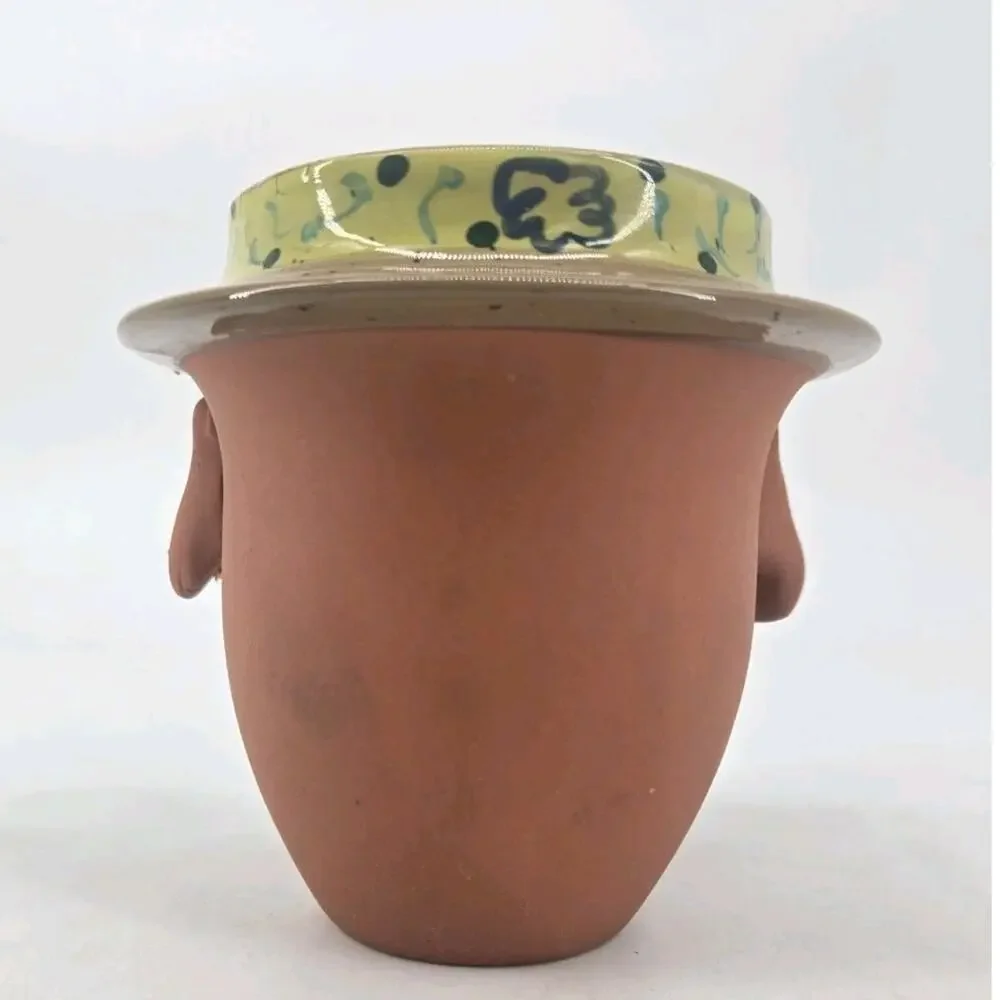 Vtg 2005 Bird Brain Whimsical Louie Hand Painted Terracotta Planter Pot ***Read*